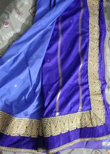 Elegant Purple Saree with Gold Border