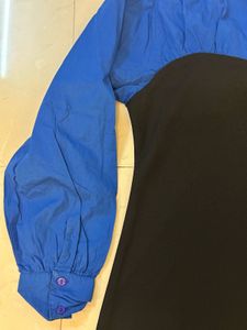 Chic Contrast Dress: Blue Top &amp; Black Skirt