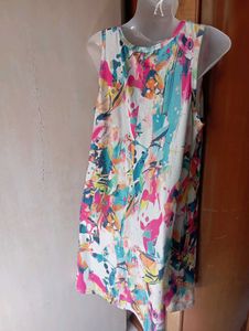 Vibrant Abstract Print Sleeveless Dress