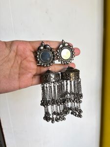 Jhumka Earrings with Mirror Work