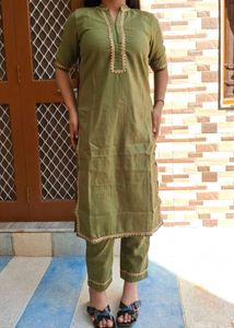 Olive Green Kurti Pant Set
