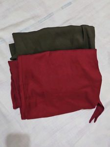 (Set of 2)Maroon+ olive green Wide Leg Palazzo