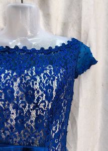 Elegant Royal Blue Lace Gown