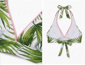 Tropical Leaf Print Bikini Top