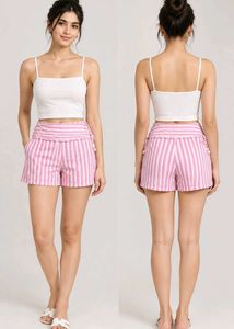 Striped Pink High-Waisted Shorts
