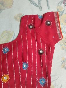 Red Colour Blouse Full Embroidery