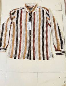 Size L Man Crochet Slim Fit Shirt