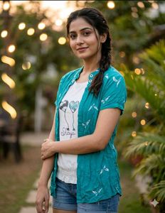 Teal Kurta Set with Balloon Print 8