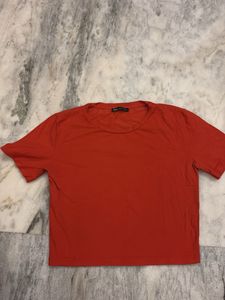 Zara Orange fitted crop Top