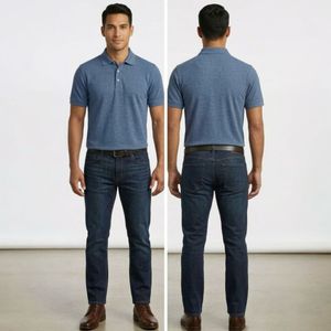 Men's Blue Heathered Polo Shirt