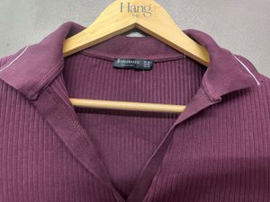 Ribbed Cropped Polo Shirt