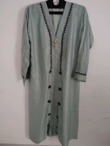 Elegant Pastel abaya with Black Embroidery