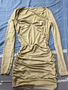 Ruched Long Sleeve Bodycon Dress
