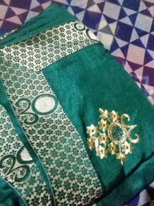 Emerald Green Embroidered Saree