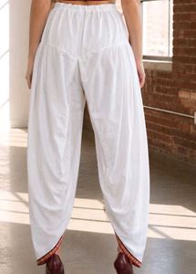 ✨ Trendy White Dhoti Salwar with Red-Golden Lace |