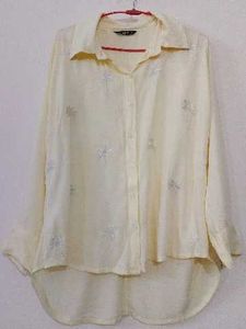 Cream Floral Button-Down Shirt