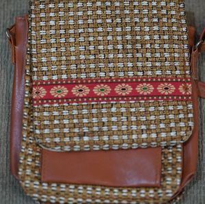 Jute Lather Mobile Sling Bags