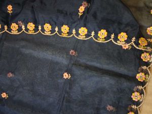 Elegant Navy Blue Organza Dupatta