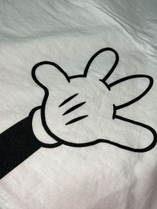 Chic White Mickey Mouse Pocket Shirt