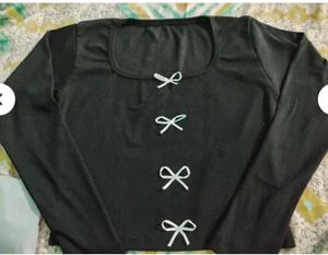 Black bow front Crop Top