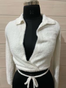 Korean imported Cozy White Wrap Top