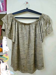 Gold Metallic Off-Shoulder Top! 🌟