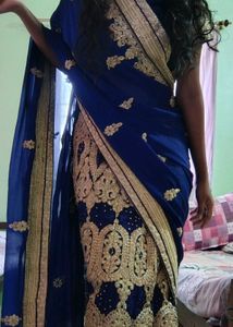 Beautiful Blue Embroidered Saree, LEHENGA SAREE
