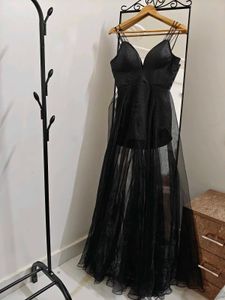 Black Sheer Playsuit Maxi dress