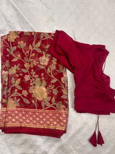 Elegant Red Floral Saree
