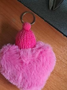 Cute Sleeping Baby Faux Fur Keychain