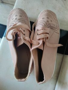 Pink Platform Lace-Up Shoes
