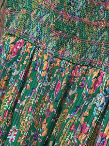 Green Floral Smocked Maxi Dress