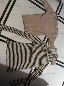 Striped & Beige Knit Tops
