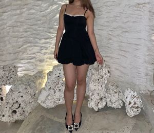 Elegant Black Slingback Heels with Crystal Embelli