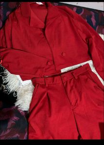 Red Co-ord Set - Cropped Blazer & Trousers