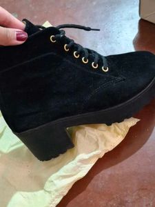 Black Lace-Up Ankle Boots
