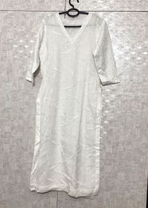 White V-Neck kurta