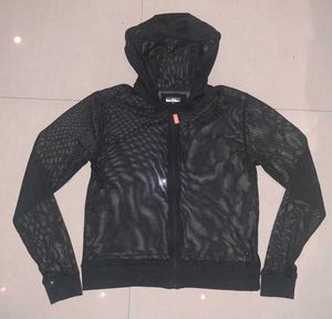 Black Mesh Hoodie