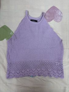 Cute Purple Knit Tank Top