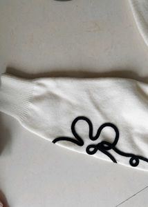 Cream Knit Sweater with Black Detail