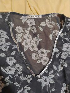 Y2K Sheer Floral Sleeve Top