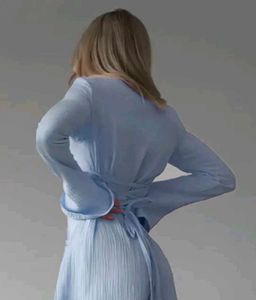 Sky Blue Long Sleeve Maxi Dress