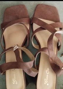 Stylish Brown Strappy Block Heels