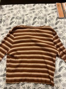 Striped V-Neck Long Sleeve Top