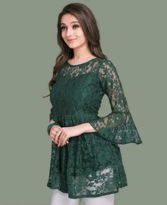 Elegant Green Lace Tunic Top