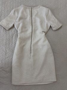 white tweed shift dress