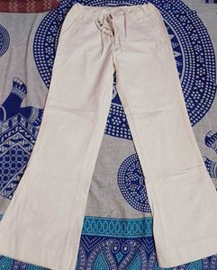 Cream Wide Leg Casual Pants