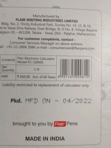 flair scientific calculator FC-100 ms