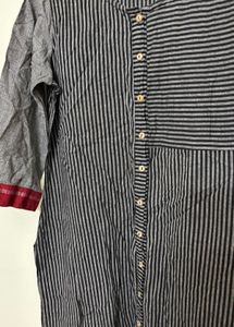 Ethnic Vertical Striped Button-Down Long Kurti