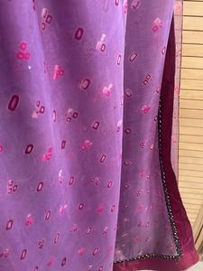 Designer Chiffon Saree,  Real Bandhni With Mukaish